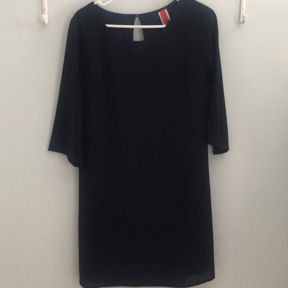 Navy blue boutique dress; lined with bell sleeves